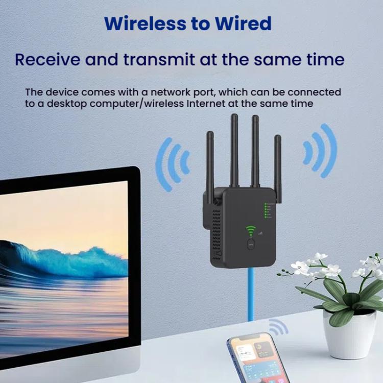 Repetidor inalámbrico Urant U10 de 1200 Mbps, 2,4 G y 5,8 G, amplificador de señal WiFi con 4 antenas, US Plug Black, US Plug White, EU Plug Black, EU Plug White, UK Plug Black, UK Plug White