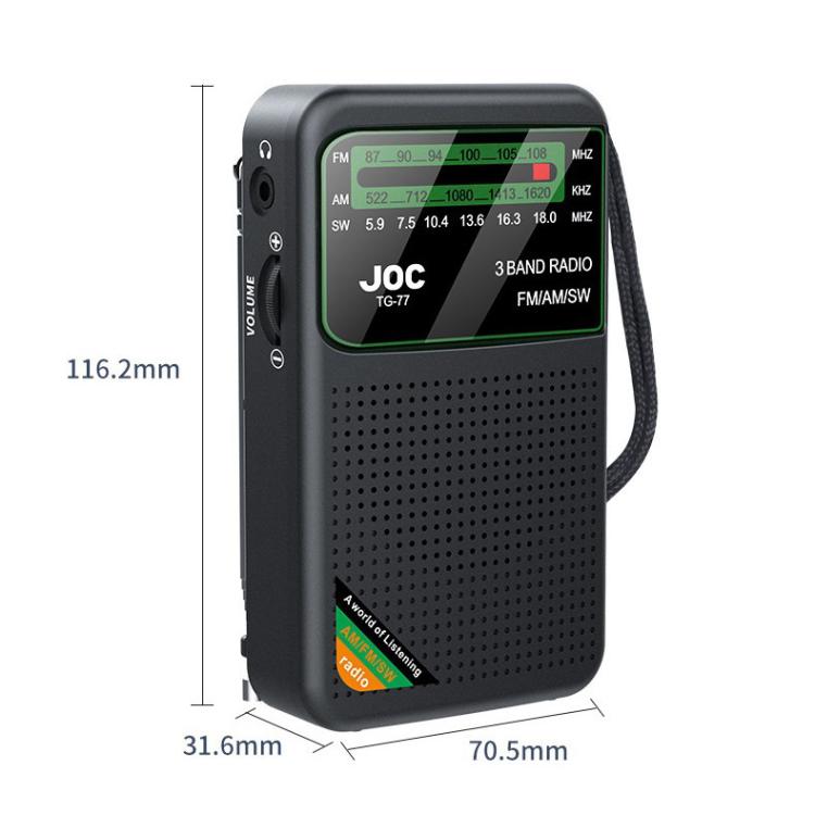 Radio portátil de banda completa y canal completo JOC TG-77 Mini FM/AM/SW