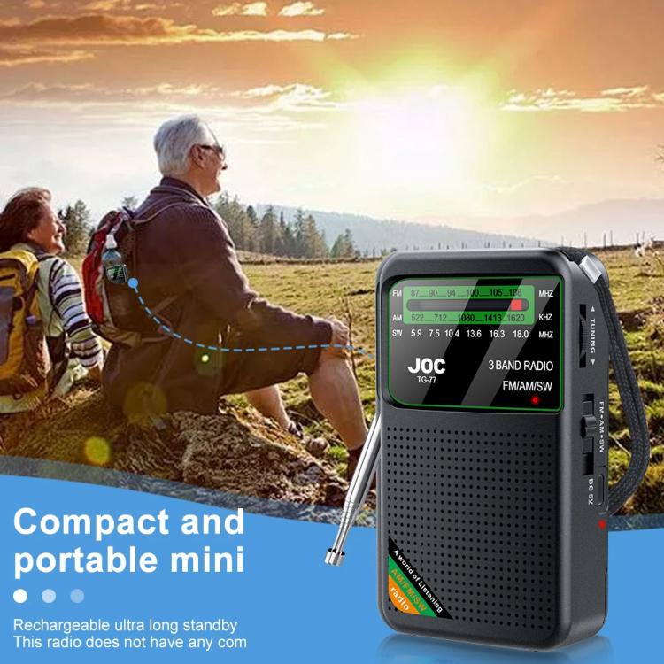 Radio portátil de banda completa y canal completo JOC TG-77 Mini FM/AM/SW