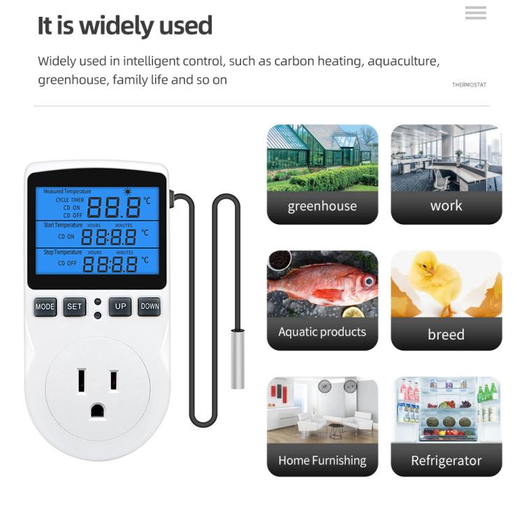 Termostato digital inteligente con retroiluminación, interruptor de control de temperatura con cuenta regresiva, enchufe, controlador de temperatura con temporizador, Backlight US Plug, Backlight UK Plug, Backlight AU Plug