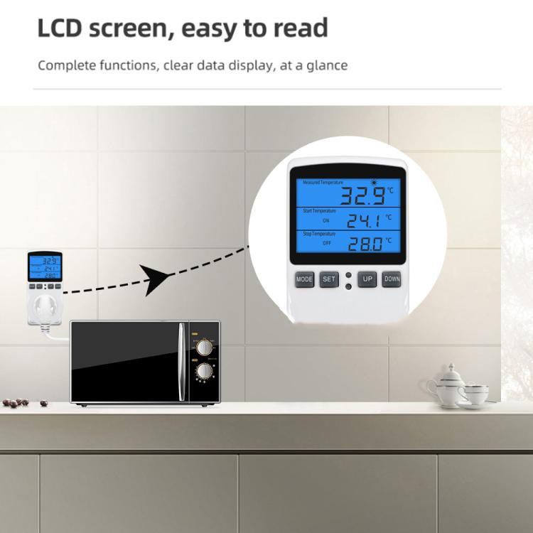 Termostato digital inteligente con retroiluminación, interruptor de control de temperatura con cuenta regresiva, enchufe, controlador de temperatura con temporizador, Backlight US Plug, Backlight UK Plug, Backlight AU Plug