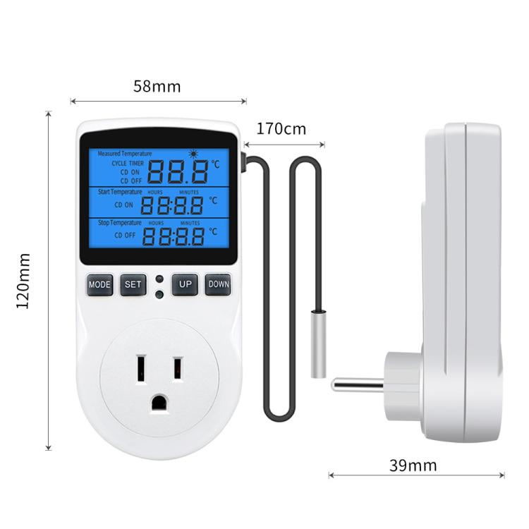 Termostato digital inteligente con retroiluminación, interruptor de control de temperatura con cuenta regresiva, enchufe, controlador de temperatura con temporizador, Backlight US Plug, Backlight UK Plug, Backlight AU Plug