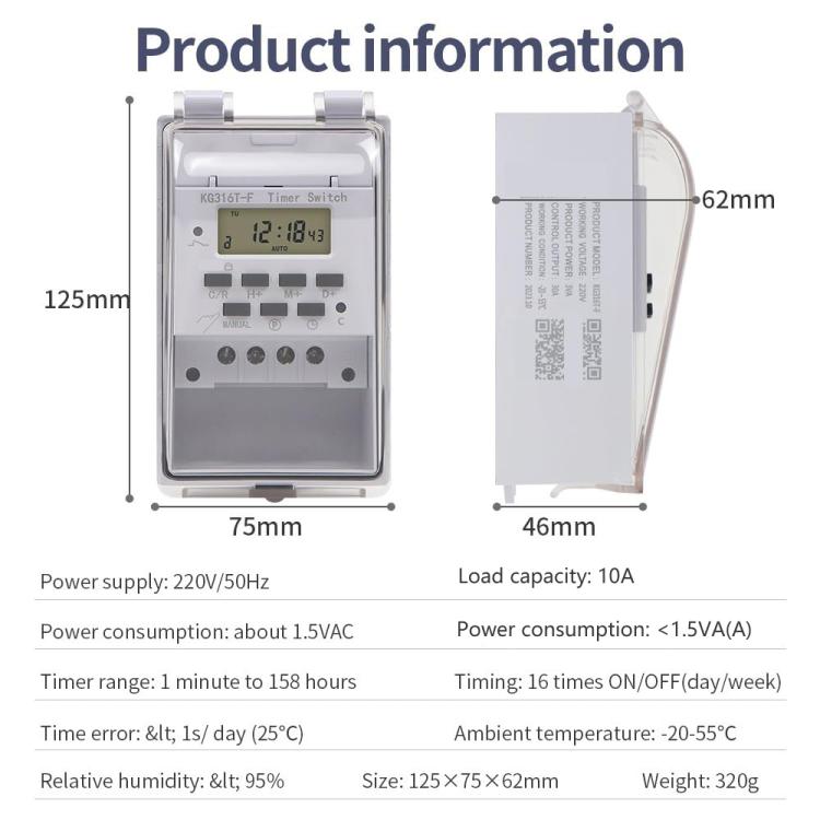 Temporizador inteligente con interruptor automático para el hogar de 220 V