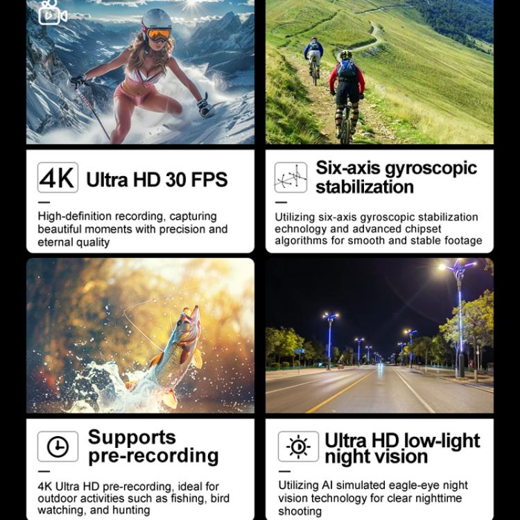 Grabadora de conducción de motocicletas 4K HD antivibración, resistente al agua, montada en el pecho, cámara de buceo para pulgar, SOOCOO SAW1 No Memory Card, SOOCOO SAW1 With 32G Memory Card, SOOCOO SAW1 With 64G Memory Card                           ...