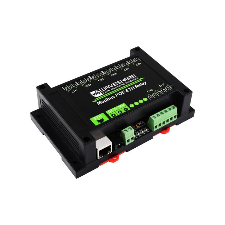 Módulo de relé Ethernet industrial de 8 canales Waveshare 24964, comunicación por puerto PoE, 24964