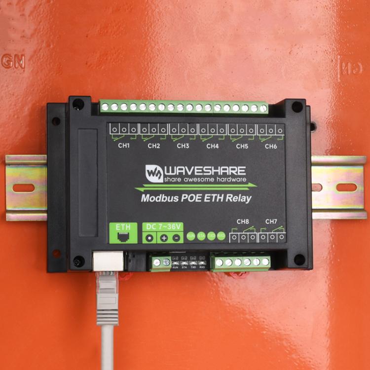 Módulo de relé Ethernet industrial de 8 canales Waveshare 24964, comunicación por puerto PoE, 24964