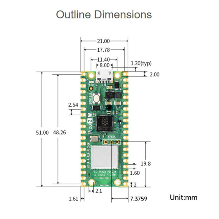 Placa de desarrollo de microcontrolador Waveshare para Raspberry Pi Pi Pico / Pico 2 W
