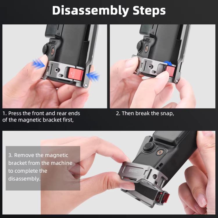 Adaptador de clip trasero de expansión con base magnética multifuncional para DJI OSMO Pocket 3 BRDRC PO3005, accesorio de bisel, For DJI OSMO Pocket 3 Tarnish