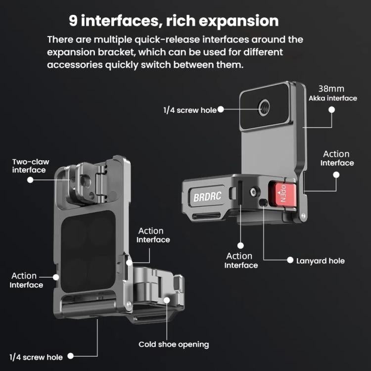 Adaptador de clip trasero de expansión con base magnética multifuncional para DJI OSMO Pocket 3 BRDRC PO3005, accesorio de bisel, For DJI OSMO Pocket 3 Tarnish