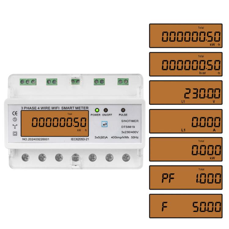 Medidor de energía WiFi trifásico Tuya CA 380 V, SINOTIMER DTS6619-050 80A With Switch, SINOTIMER DTS6619-049 100A Without Switch