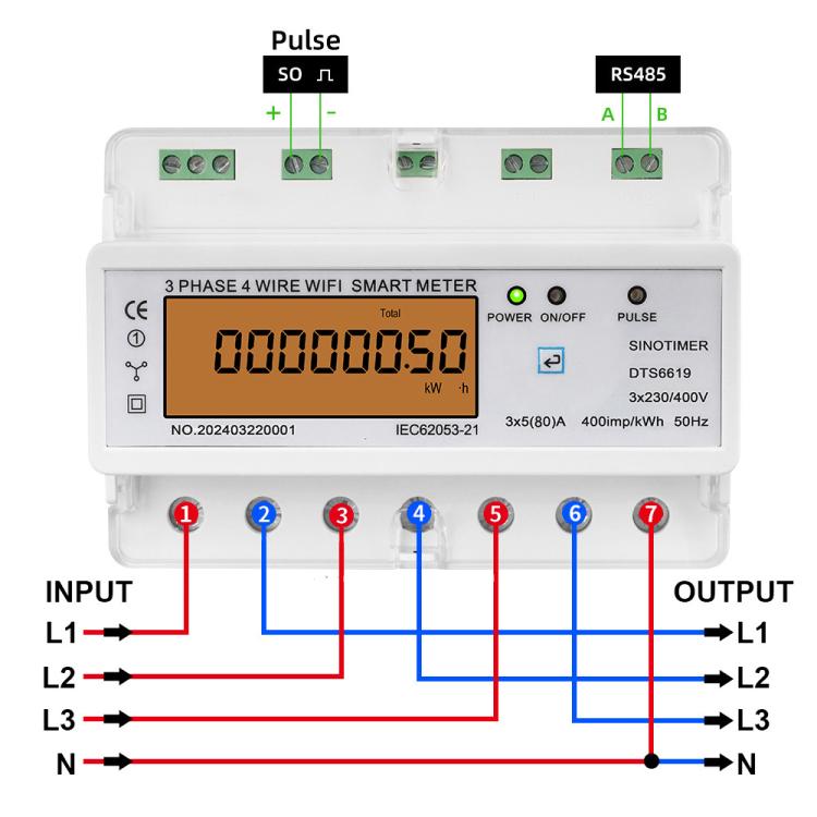 Medidor de energía WiFi trifásico Tuya CA 380 V, SINOTIMER DTS6619-050 80A With Switch, SINOTIMER DTS6619-049 100A Without Switch