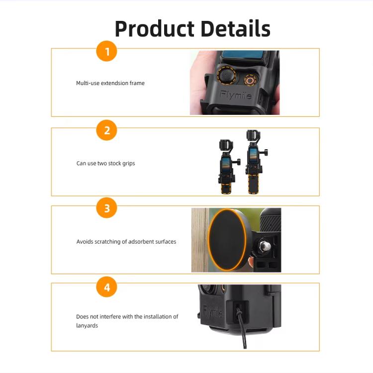 Para DJI Osmo Pocket 3 Flymile Soporte magnético Base fija Clip trasero Adaptador Bisel Accesorios, 4pcs /Set, 6pcs /Set
