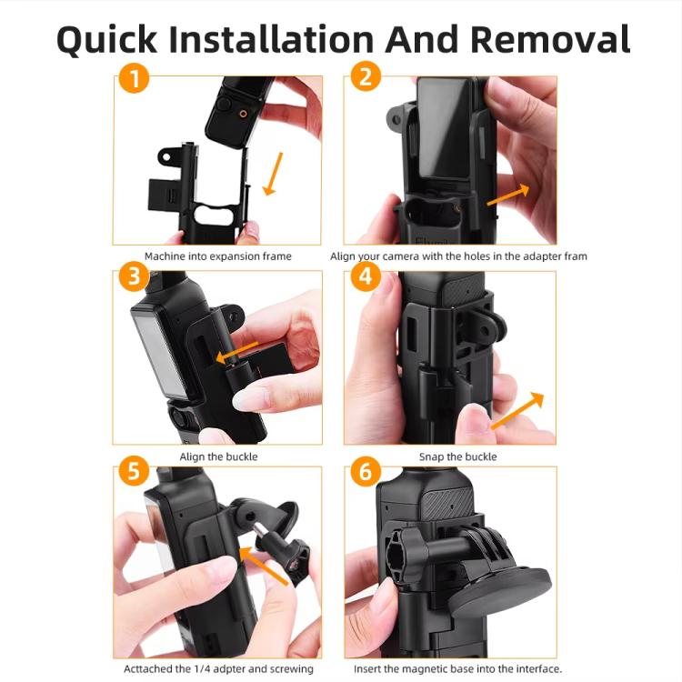 Para DJI Osmo Pocket 3 Flymile Soporte magnético Base fija Clip trasero Adaptador Bisel Accesorios, 4pcs /Set, 6pcs /Set