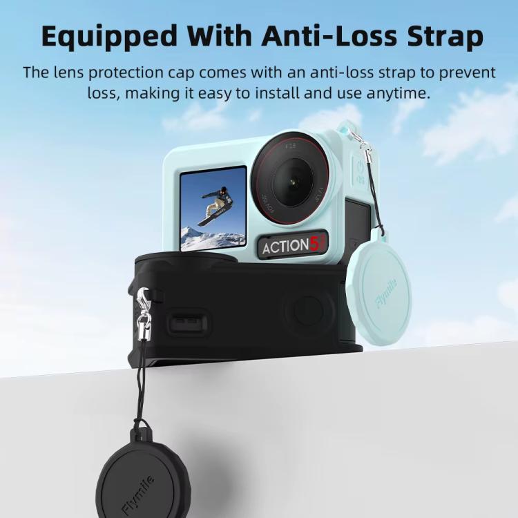 Funda de silicona Flymile para lentes de cámara deportiva, fundas protectoras para DJI Osmo Action 3/4/5 Pro