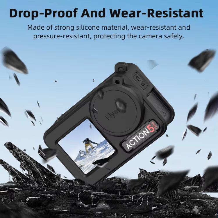 Funda de silicona Flymile para lentes de cámara deportiva, fundas protectoras para DJI Osmo Action 3/4/5 Pro