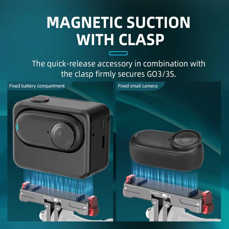 Soporte adaptador para cámara deportiva con base de liberación rápida de metal magnético Flymile para Insta360 GO 3/3S, For Insta360 GO 3 / 3S