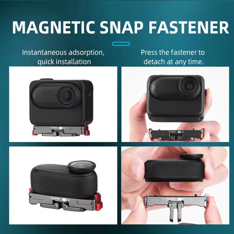 Soporte adaptador para cámara deportiva con base de liberación rápida de metal magnético Flymile para Insta360 GO 3/3S, For Insta360 GO 3 / 3S