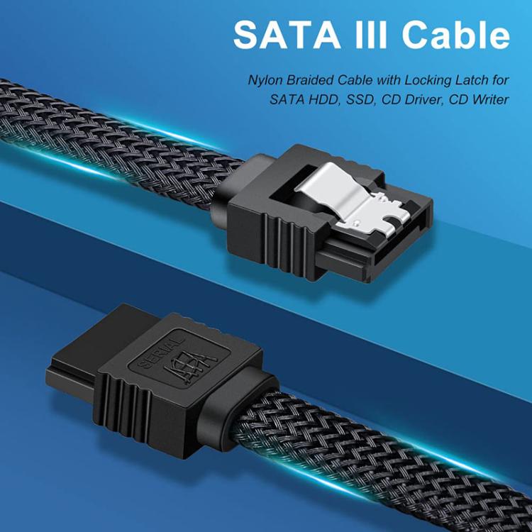 Cable SATA3.0 con cuerpo trenzado con protección de papel de aluminio Cable de alimentación para disco duro de computadora, 0.5m