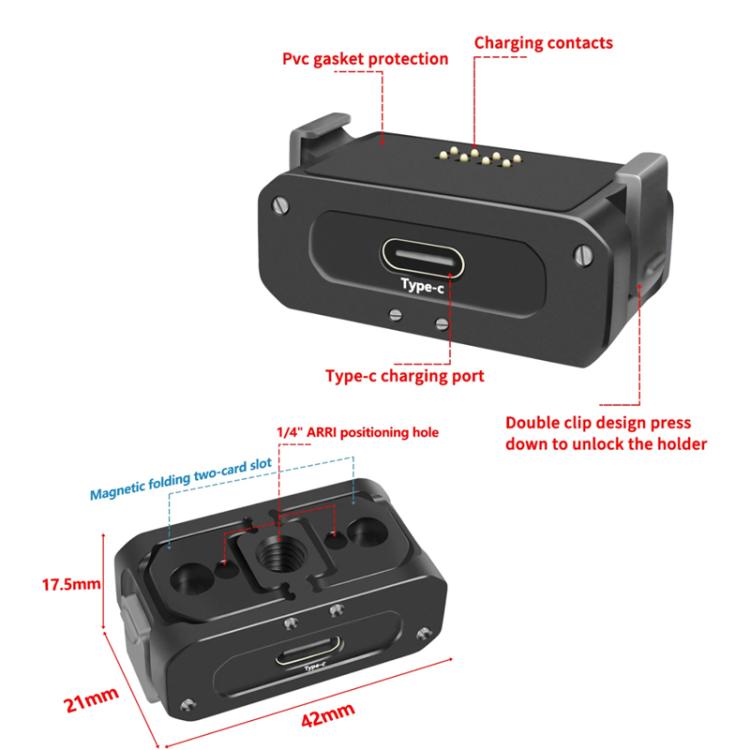 Base de carga magnética para cámara DJI Osmo Action 2 con orificio de 1/4 de pulgada y Arri, Only Base, Set A, Set B, Set C, Set D