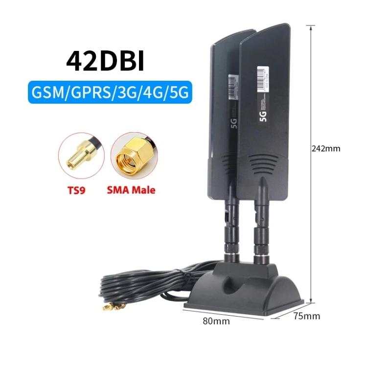 Antena externa para enrutador 5G de 42dbi, amplificador de señal WiFi de largo alcance para exteriores, SMA Male Black, TS9 Black, SMA Male White, TS9 White