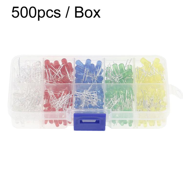 Caja de 500 diodos emisores de luz LED de 5 colores, F3, F5
