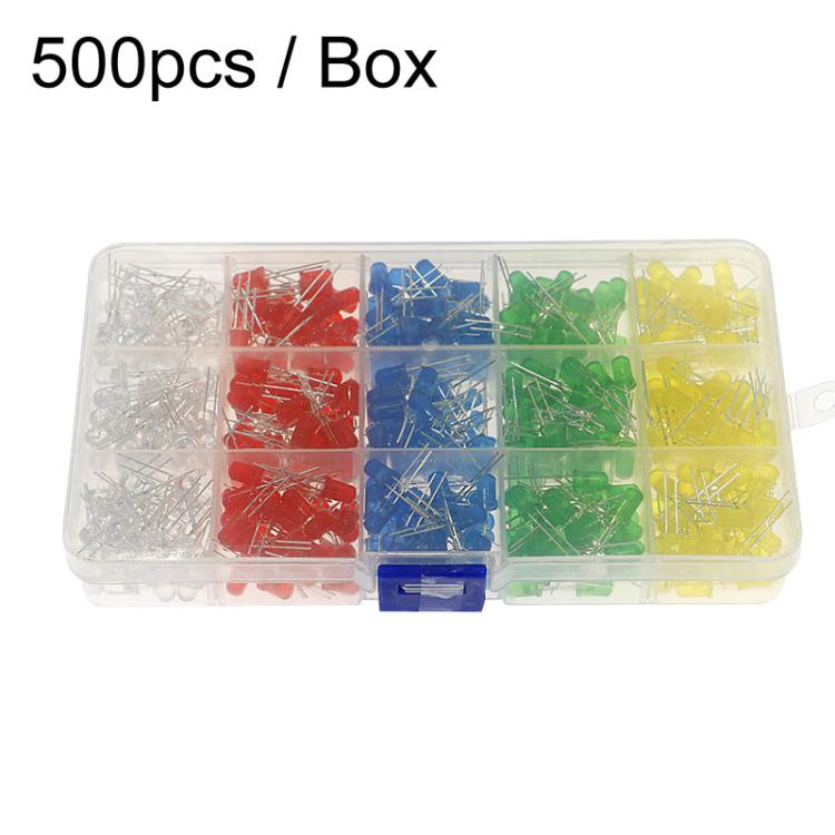 Caja de 500 diodos emisores de luz LED de 5 colores, F3, F5