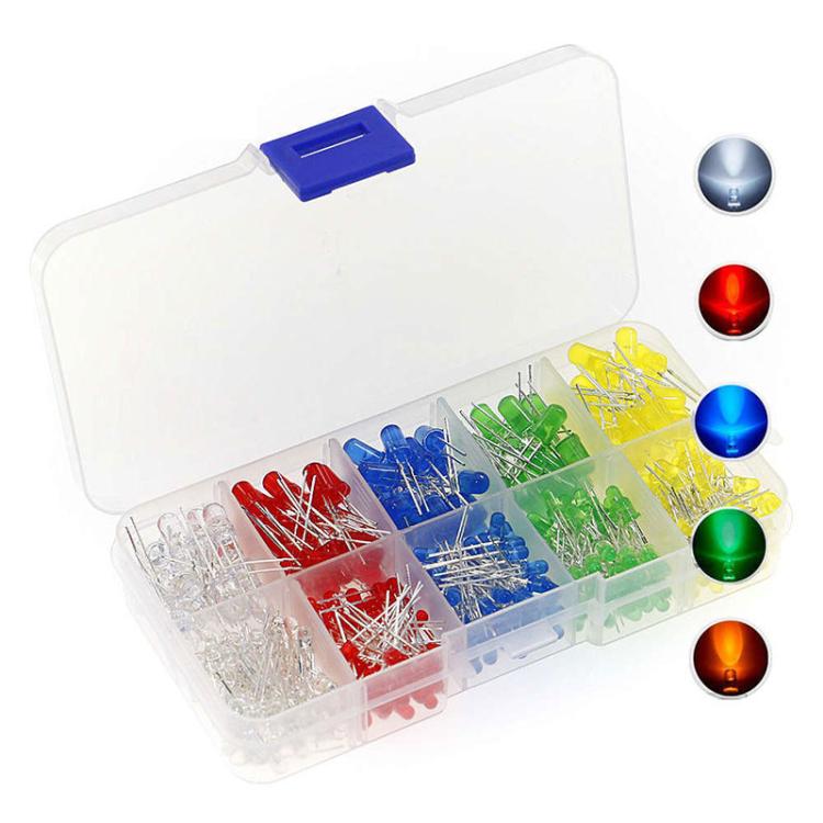 Caja de 500 diodos emisores de luz LED de 5 colores, F3, F5