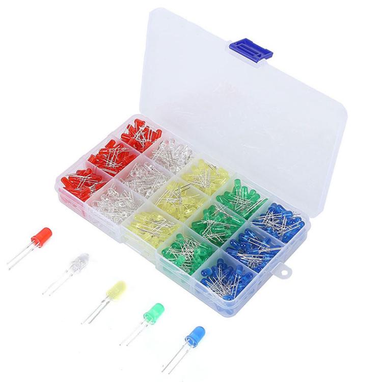 Caja de 500 diodos emisores de luz LED de 5 colores, F3, F5