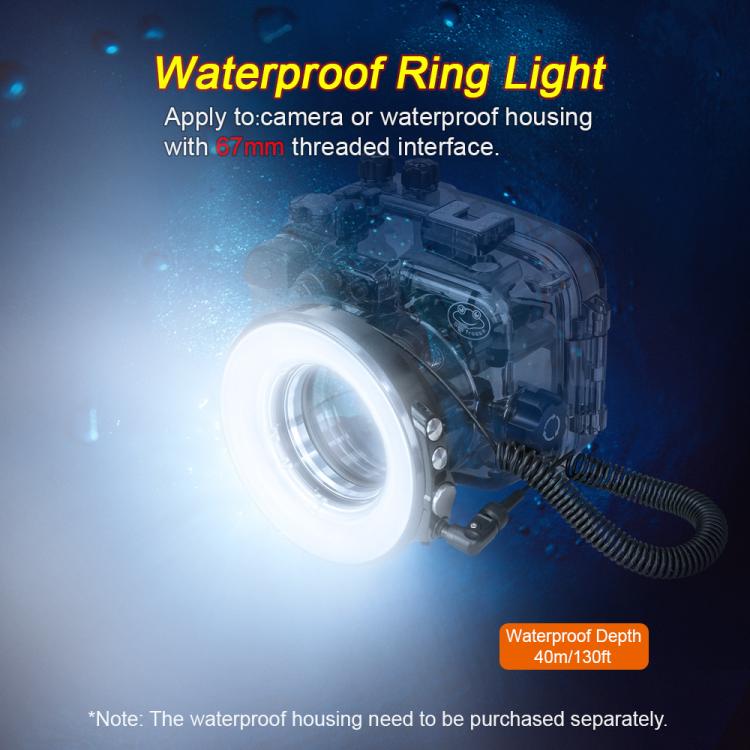 Anillo de luz de profundidad SeaFrogs SL-108 de 40 m, resistente al agua, para fotografía subacuática, con 5 modos de iluminación, SL-108 Black, SL-108 Red