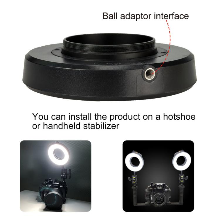 Anillo de luz de profundidad SeaFrogs SL-108 de 40 m, resistente al agua, para fotografía subacuática, con 5 modos de iluminación, SL-108 Black, SL-108 Red
