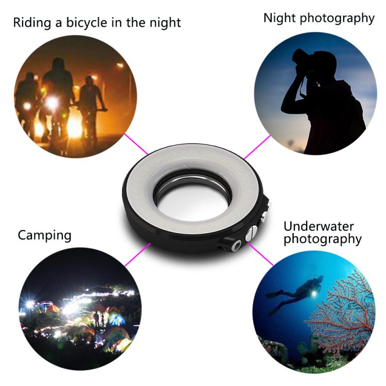 Anillo de luz de profundidad SeaFrogs SL-108 de 40 m, resistente al agua, para fotografía subacuática, con 5 modos de iluminación, SL-108 Black, SL-108 Red