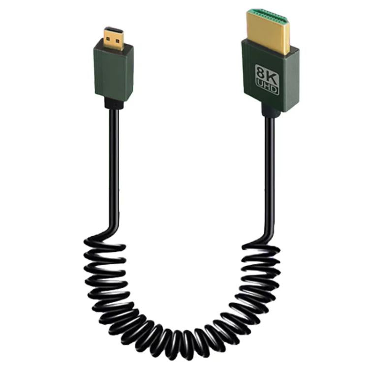 Cable HDMI 2.1 de resorte de 8K y 60 Hz, 0,5 m de longitud, Straight Head, Right Bend, Left Bend, Positive Bend, Reverse Bend, Micro HDMI To HDMI Straight, Micro HDMI Left Bend, Micro HDMI Right Bend, Micro HDMI Positive Bend, Micro HDMI Reverse Bend  ...