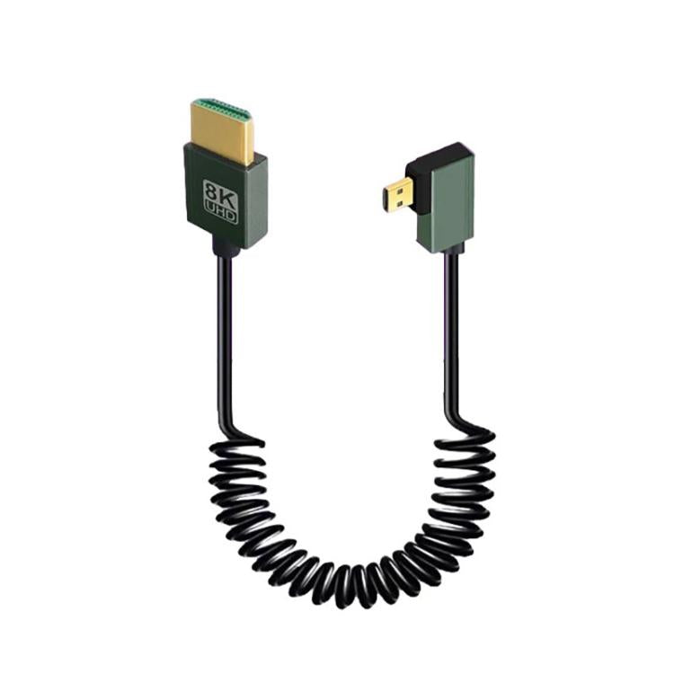 Cable HDMI 2.1 de resorte de 8K y 60 Hz, 0,5 m de longitud, Straight Head, Right Bend, Left Bend, Positive Bend, Reverse Bend, Micro HDMI To HDMI Straight, Micro HDMI Left Bend, Micro HDMI Right Bend, Micro HDMI Positive Bend, Micro HDMI Reverse Bend  ...
