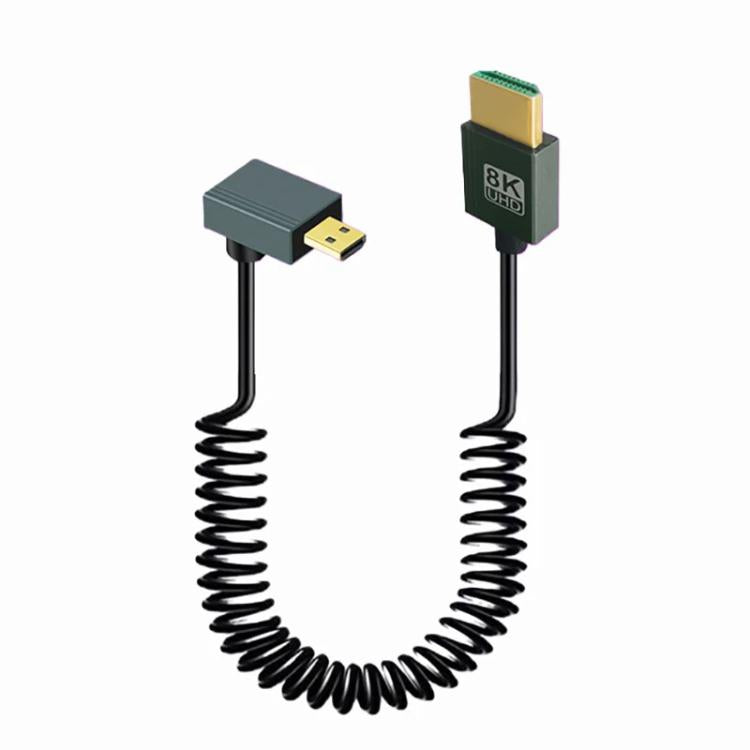 Cable HDMI 2.1 de resorte de 8K y 60 Hz, 0,5 m de longitud, Straight Head, Right Bend, Left Bend, Positive Bend, Reverse Bend, Micro HDMI To HDMI Straight, Micro HDMI Left Bend, Micro HDMI Right Bend, Micro HDMI Positive Bend, Micro HDMI Reverse Bend  ...