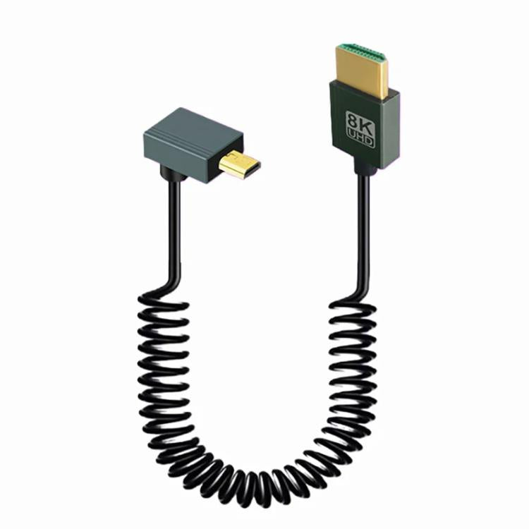 Cable HDMI 2.1 de resorte de 8K y 60 Hz, 0,5 m de longitud, Straight Head, Right Bend, Left Bend, Positive Bend, Reverse Bend, Micro HDMI To HDMI Straight, Micro HDMI Left Bend, Micro HDMI Right Bend, Micro HDMI Positive Bend, Micro HDMI Reverse Bend  ...