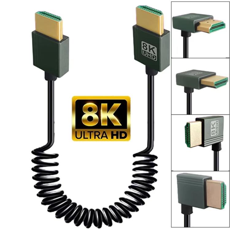 Cable HDMI 2.1 de resorte de 8K y 60 Hz, 0,5 m de longitud, Straight Head, Right Bend, Left Bend, Positive Bend, Reverse Bend, Micro HDMI To HDMI Straight, Micro HDMI Left Bend, Micro HDMI Right Bend, Micro HDMI Positive Bend, Micro HDMI Reverse Bend  ...