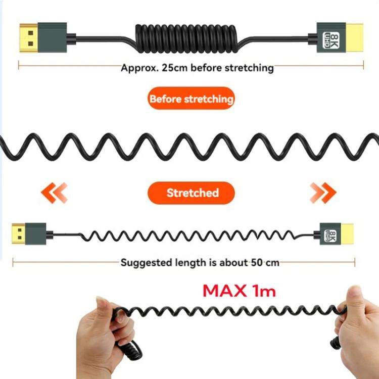 Cable HDMI 2.1 de resorte de 8K y 60 Hz, 0,5 m de longitud, Straight Head, Right Bend, Left Bend, Positive Bend, Reverse Bend, Micro HDMI To HDMI Straight, Micro HDMI Left Bend, Micro HDMI Right Bend, Micro HDMI Positive Bend, Micro HDMI Reverse Bend  ...
