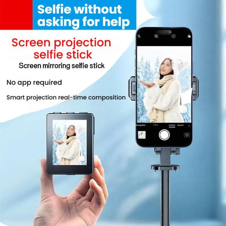 Palo selfie con espejo de pantalla para teléfono móvil, visualización en tiempo real, trípode para fotos traseras en vivo