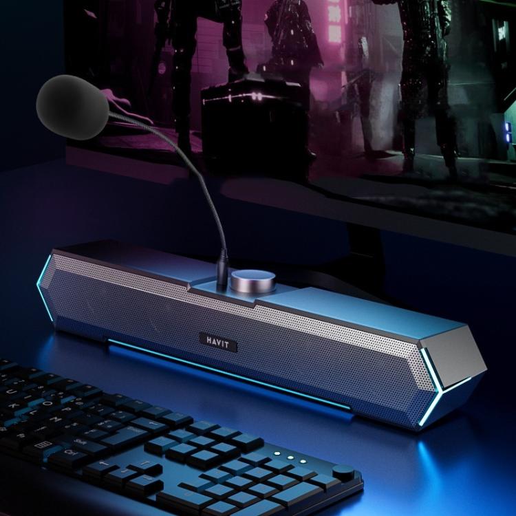 Altavoz con cable para computadora de escritorio Havit M19 con efecto de iluminación RGB, Black Standard Version, White Standard Version, Black Bluetooth Version, Bluetooth Microphone Version