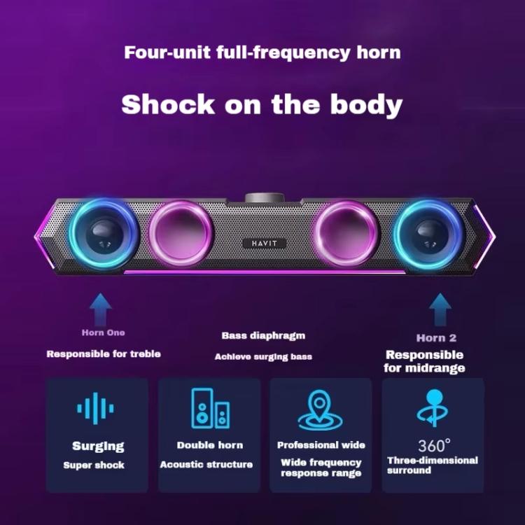 Altavoz con cable para computadora de escritorio Havit M19 con efecto de iluminación RGB, Black Standard Version, White Standard Version, Black Bluetooth Version, Bluetooth Microphone Version