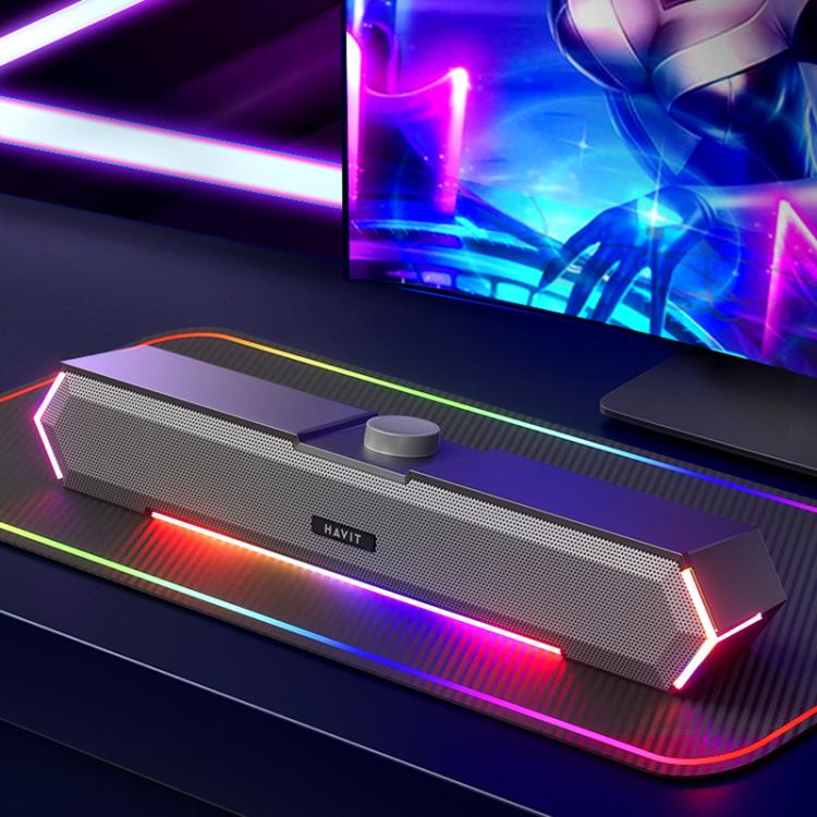 Altavoz con cable para computadora de escritorio Havit M19 con efecto de iluminación RGB, Black Standard Version, White Standard Version, Black Bluetooth Version, Bluetooth Microphone Version