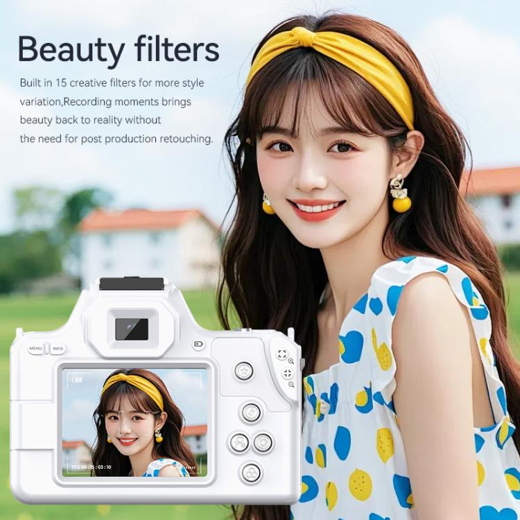 Mini cámara digital portátil Ultra HD 2K de 48 millones de píxeles, Black, White, White+Fill Light, Black+Fill Light