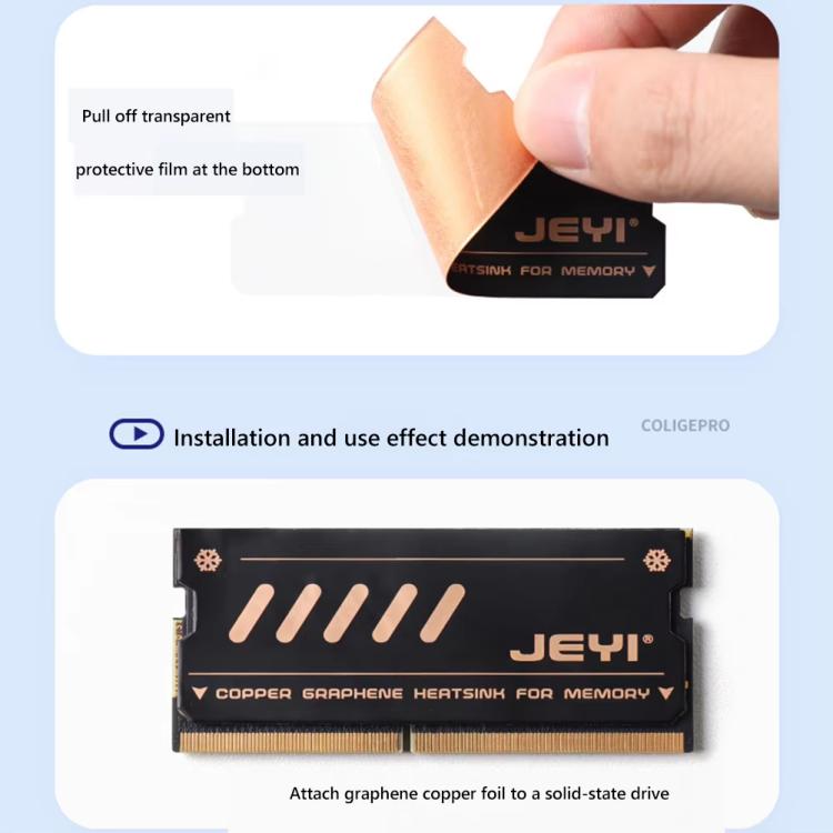 JEYI - Disipador de calor de cobre puro de grafeno para memoria de portátil (2 unidades/paquete) para DDR5, DDR4 y DDR3