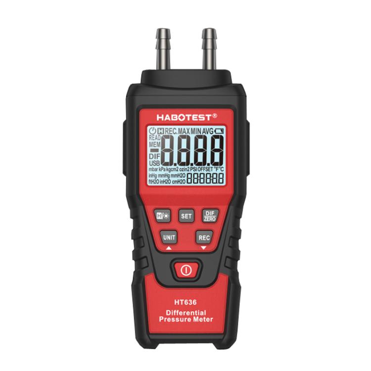 Manómetro de presión diferencial de alta precisión HABOTEST HT636, comprobador digital de micropresión, HT636