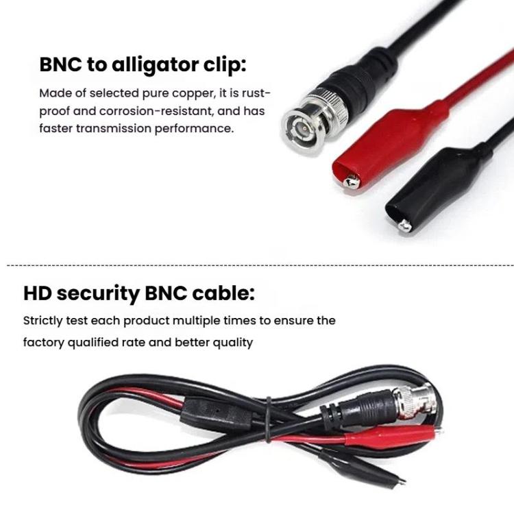 Cable de prueba de señal Q9 para sonda de osciloscopio con conector BNC macho a 2 pinzas de cocodrilo, 0.5m, 1m, 1.5m
