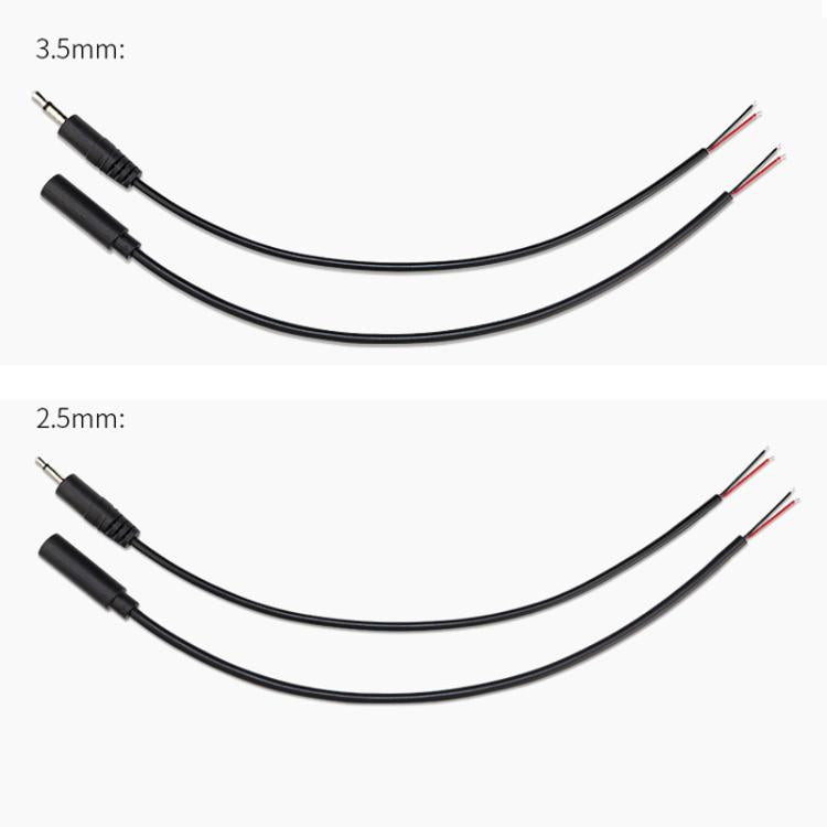 Cable mono de 2 pines AUX de un solo cabezal Cable de alimentación de audio para altavoz Cable de audio, longitud: 25 cm, 2.5mm Male, 2.5mm Female, 3.5mm Male, 3.5mm Female