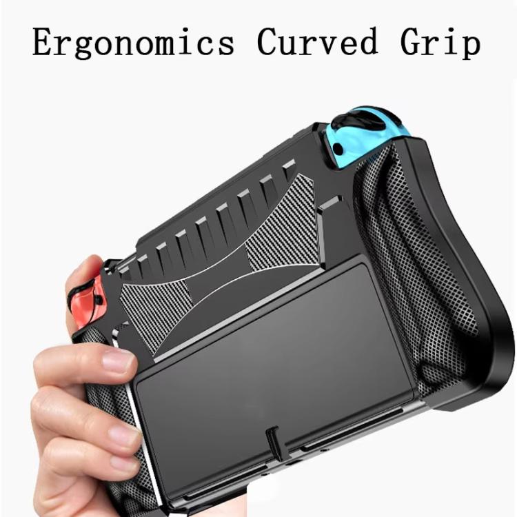 Funda protectora de TPU integrada para consola Switch OLED con 2 ranuras para tarjetas de juego.