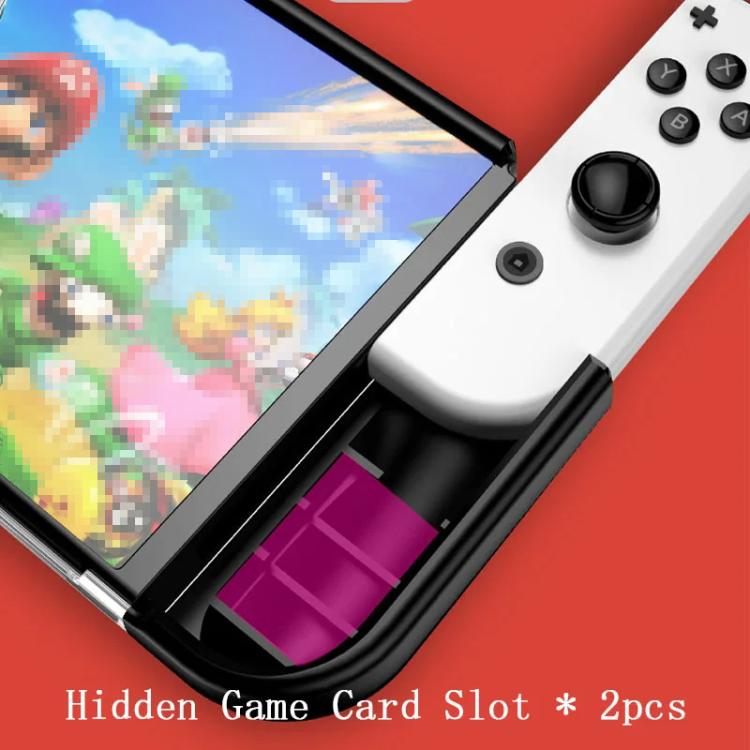 Funda protectora de TPU integrada para consola Switch OLED con 2 ranuras para tarjetas de juego.