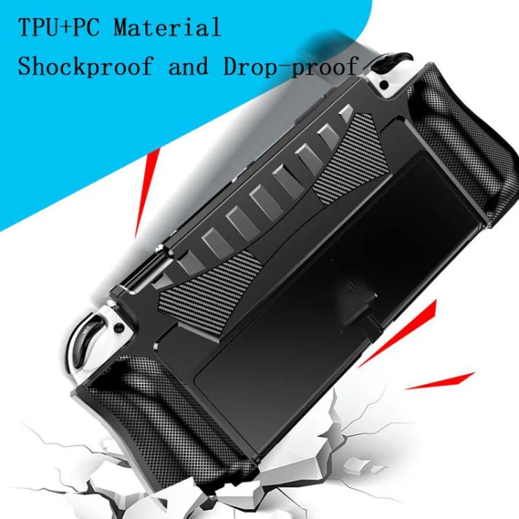 Funda protectora de TPU integrada para consola Switch OLED con 2 ranuras para tarjetas de juego.