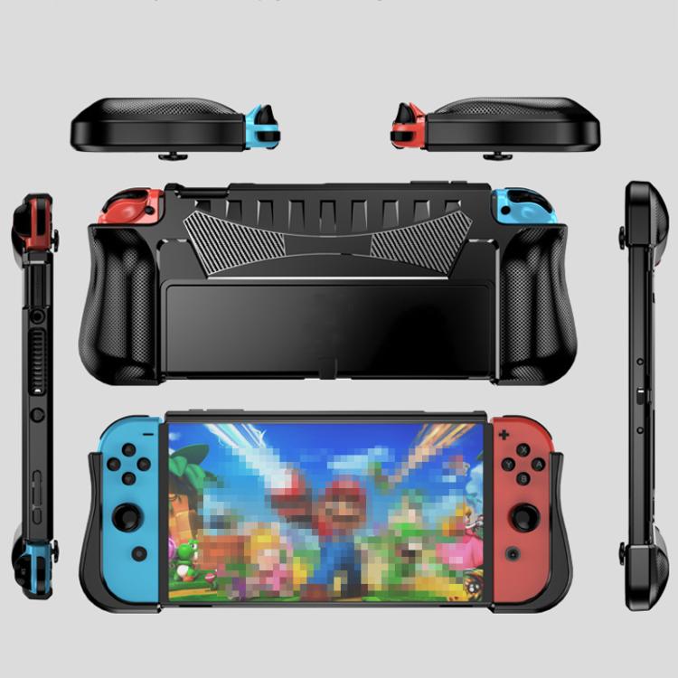 Funda protectora de TPU integrada para consola Switch OLED con 2 ranuras para tarjetas de juego.